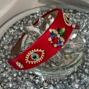 Evil eye and jewels satin headband new